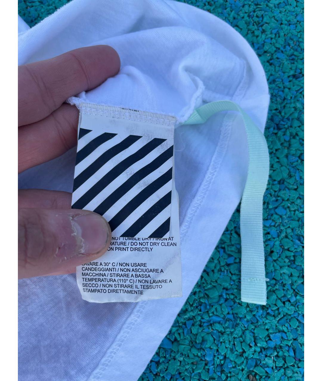 OFF-WHITE Белая хлопковая футболка, фото 6