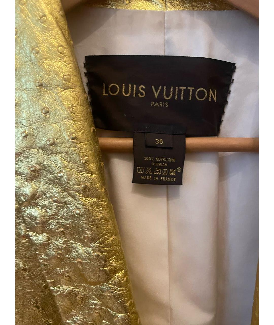 LOUIS VUITTON Золотое пальто из кожи страуса, фото 3
