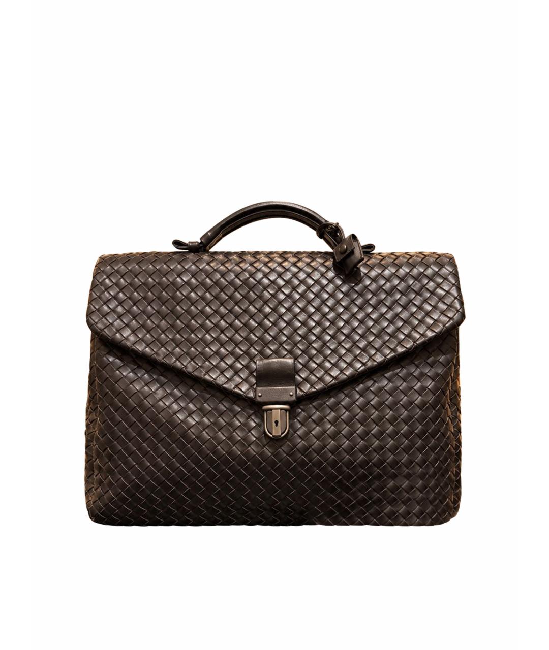 BOTTEGA VENETA Коричневый кожаный портфель, фото 1