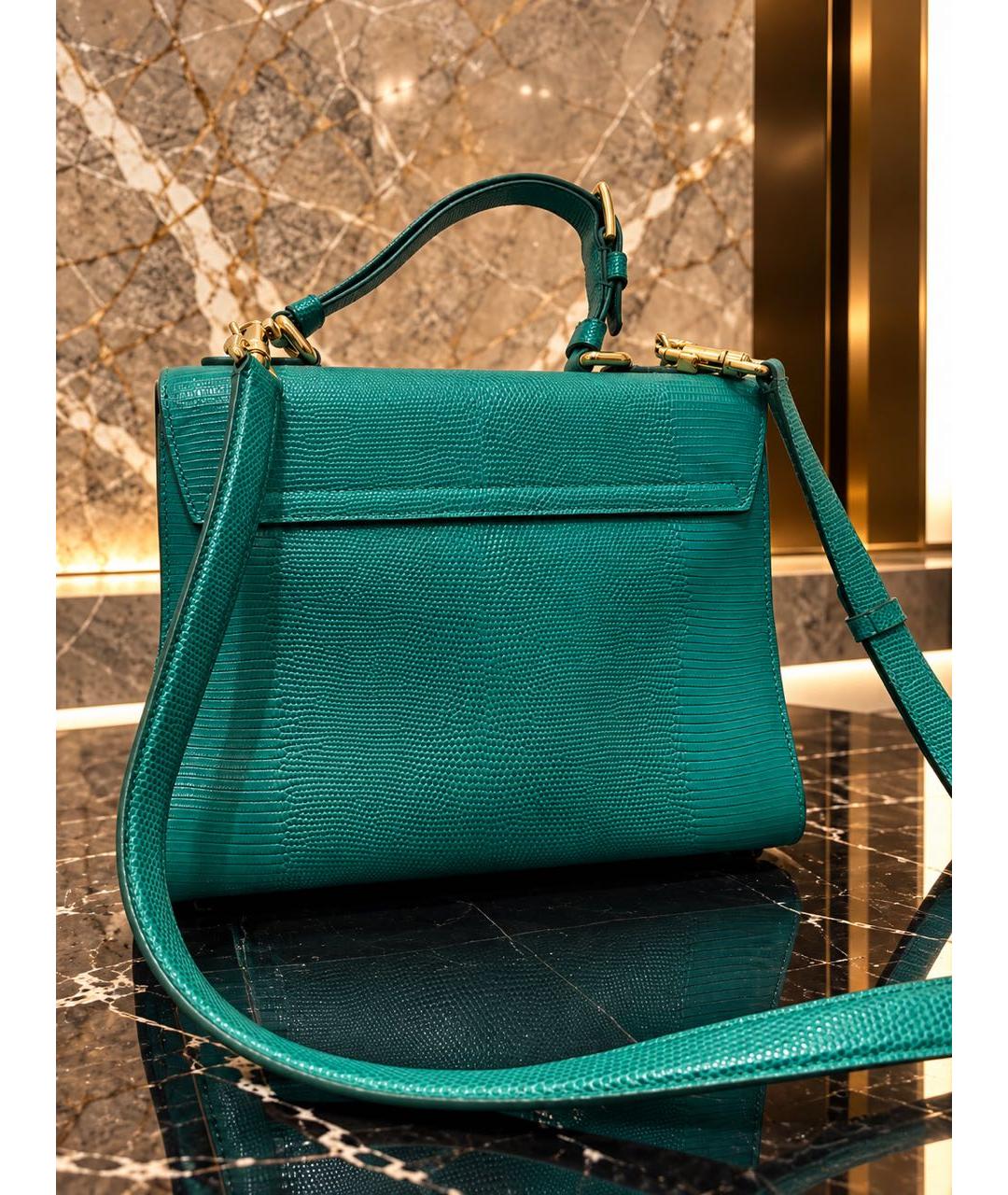DOLCE&GABBANA Зеленая кожаная сумка с короткими ручками, фото 3