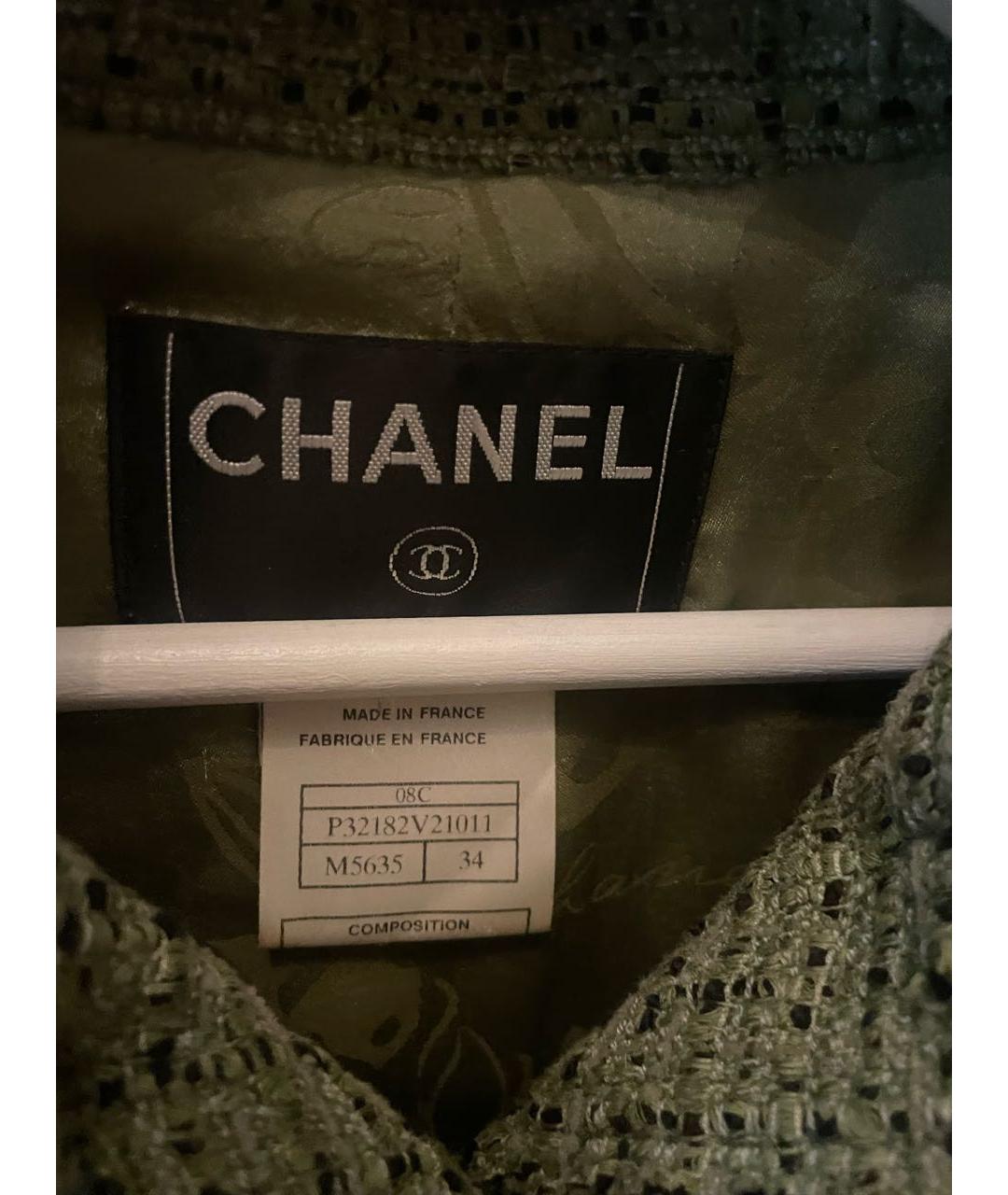 CHANEL Зеленый твидовый жакет/пиджак, фото 4