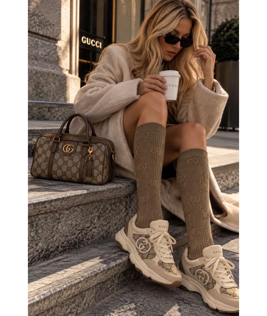 GUCCI Бежевые носки, чулки и колготы, фото 6