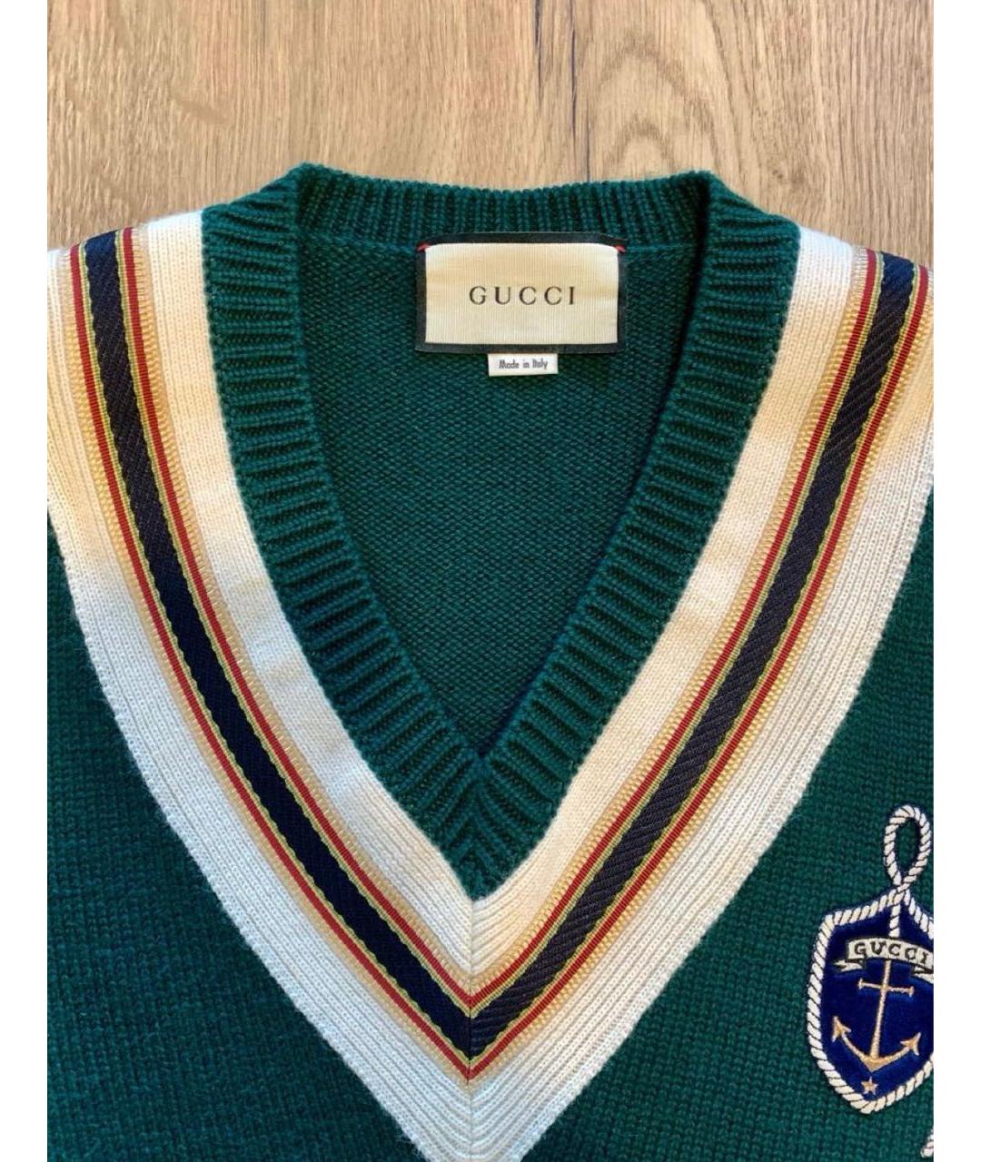 GUCCI Зеленый шерстяной джемпер / свитер, фото 4