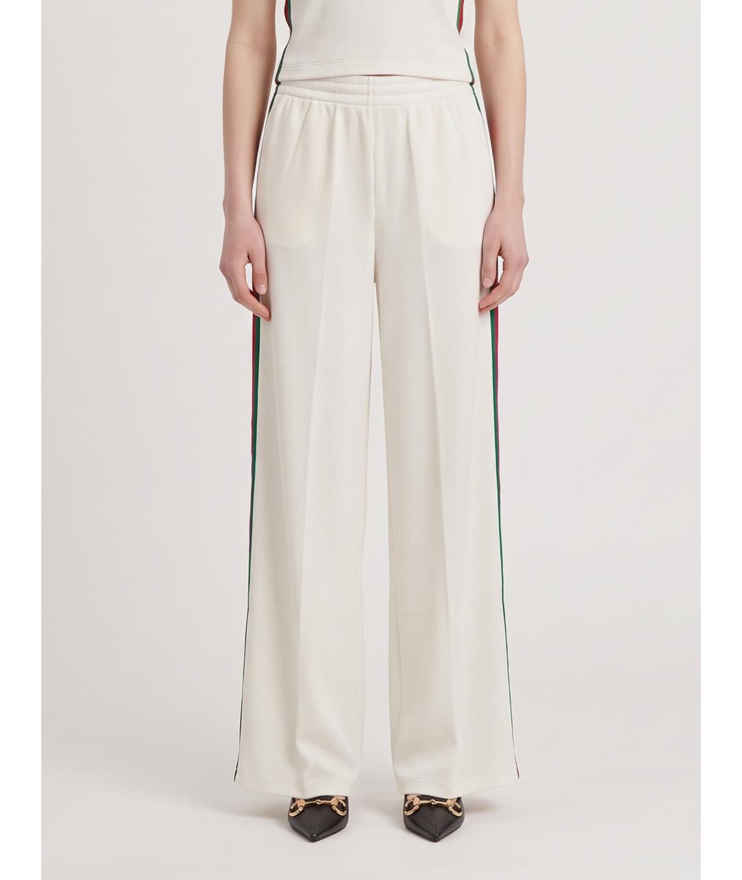 GUCCI Белые полиэстеровые прямые брюки, фото 4