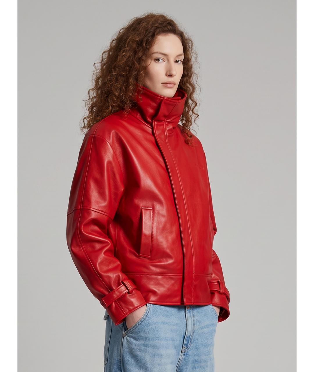 BALENCIAGA Красная кожаная куртка, фото 3