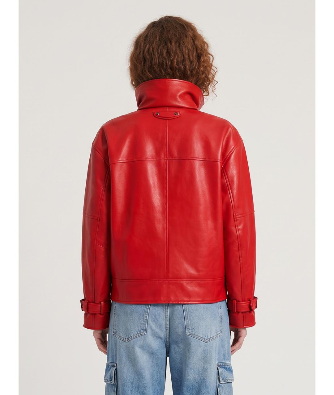 BALENCIAGA Красная кожаная куртка, фото 4