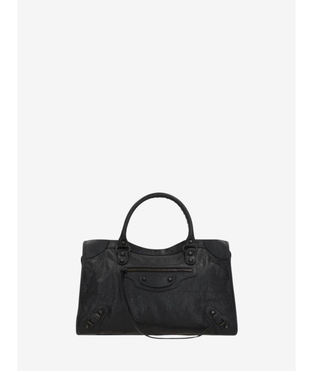 BALENCIAGA Черная кожаная сумка тоут, фото 5