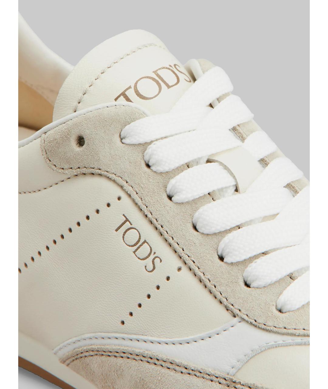 TOD'S Белые кожаные кроссовки, фото 5