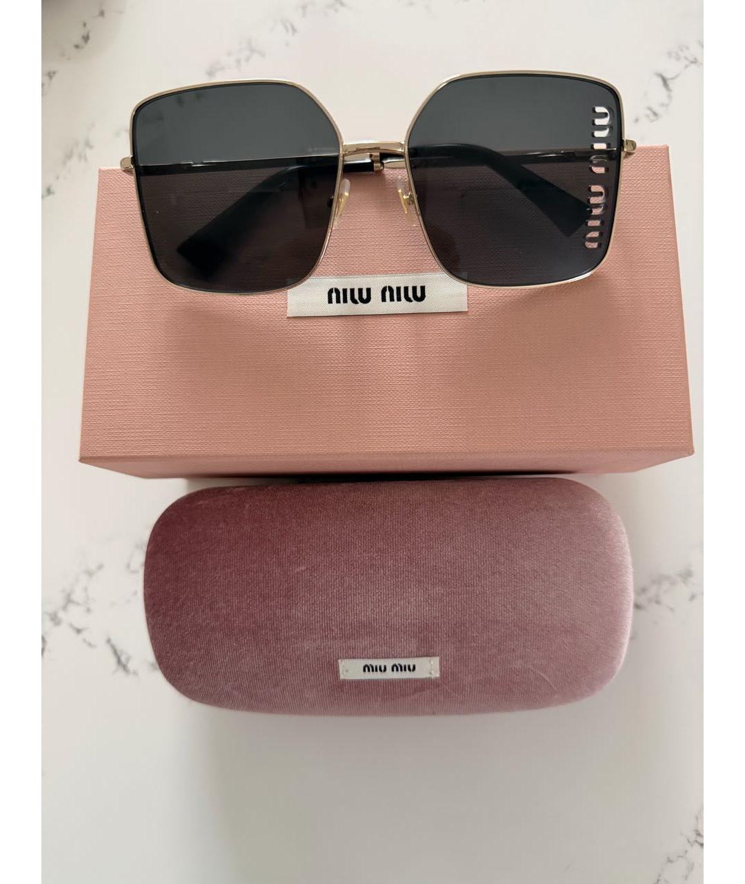 MIU MIU Золотые металлические солнцезащитные очки, фото 5