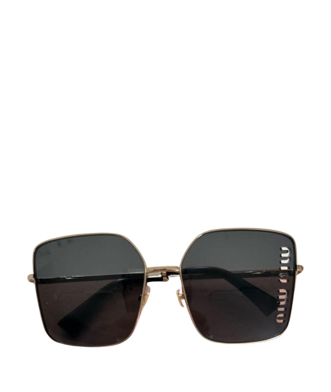 MIU MIU Золотые металлические солнцезащитные очки, фото 1