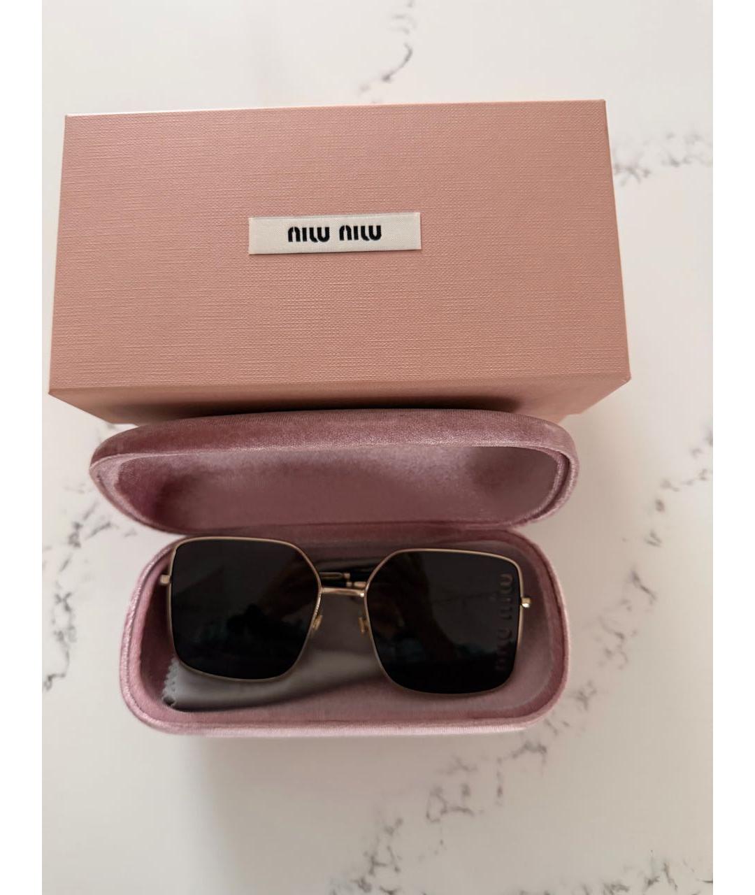 MIU MIU Золотые металлические солнцезащитные очки, фото 3