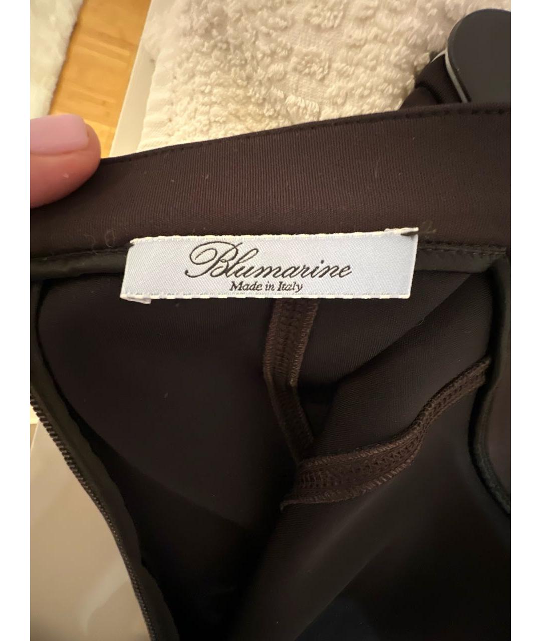 BLUMARINE Коричневая полиэстеровая юбка миди, фото 6