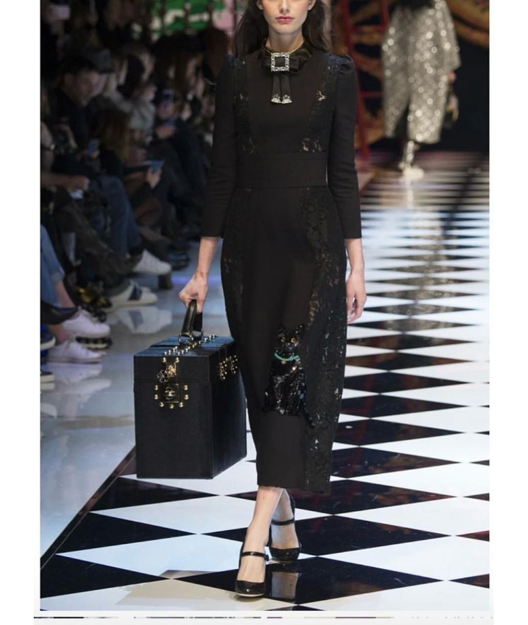 DOLCE&GABBANA Черное кашемировое повседневное платье, фото 7