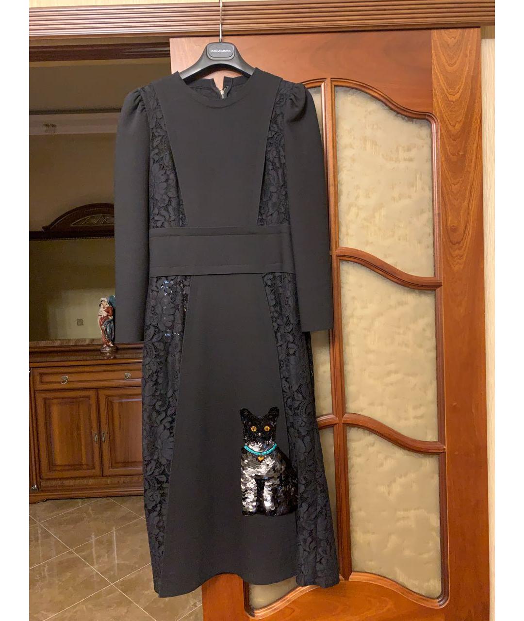 DOLCE&GABBANA Черное кашемировое повседневное платье, фото 8