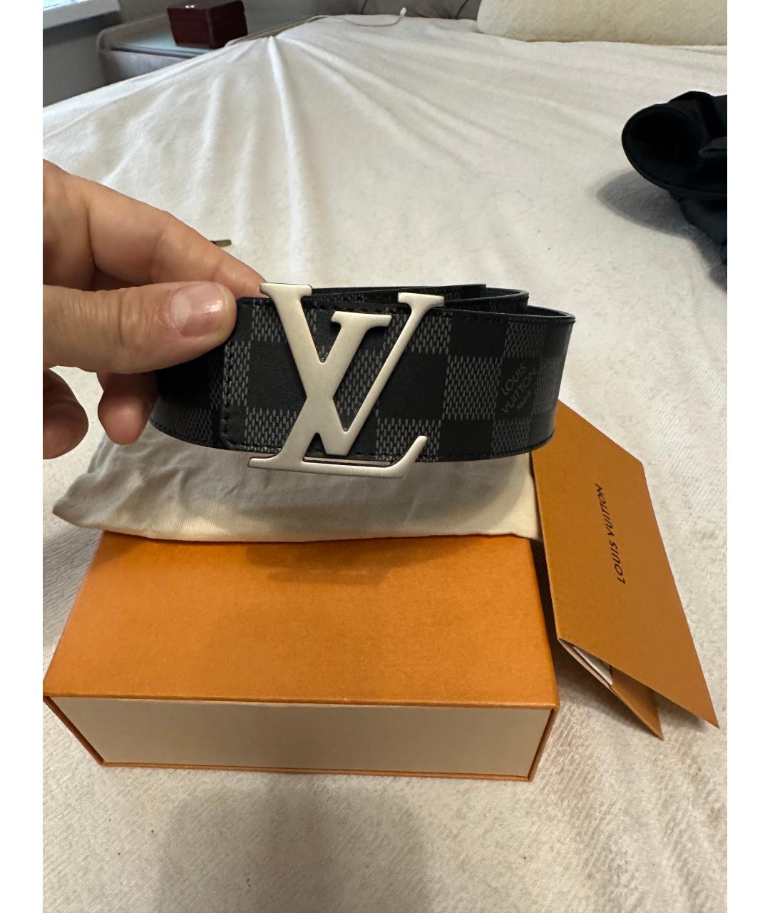 LOUIS VUITTON Темно-синий кожаный ремень, фото 3