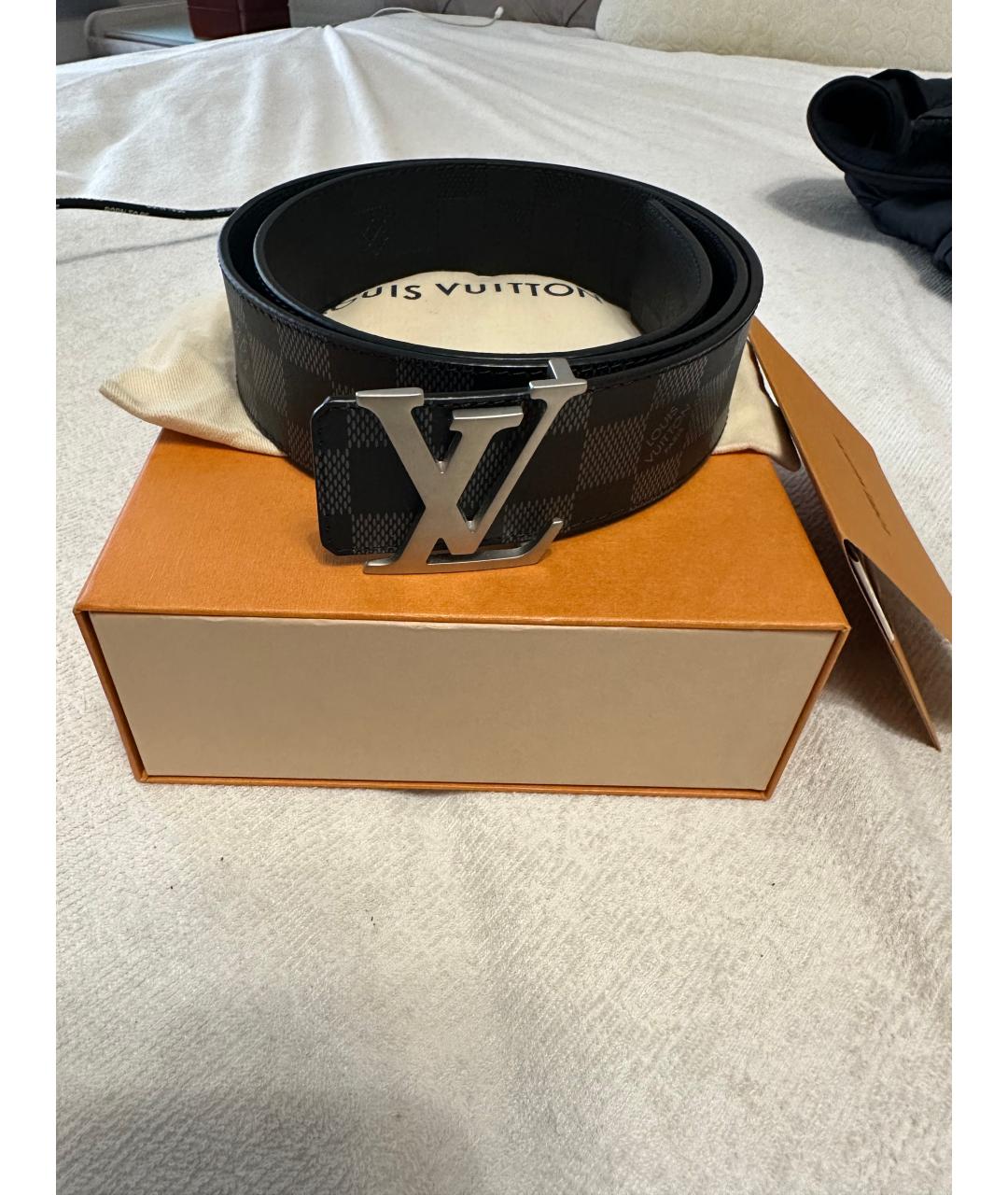 LOUIS VUITTON Темно-синий кожаный ремень, фото 5