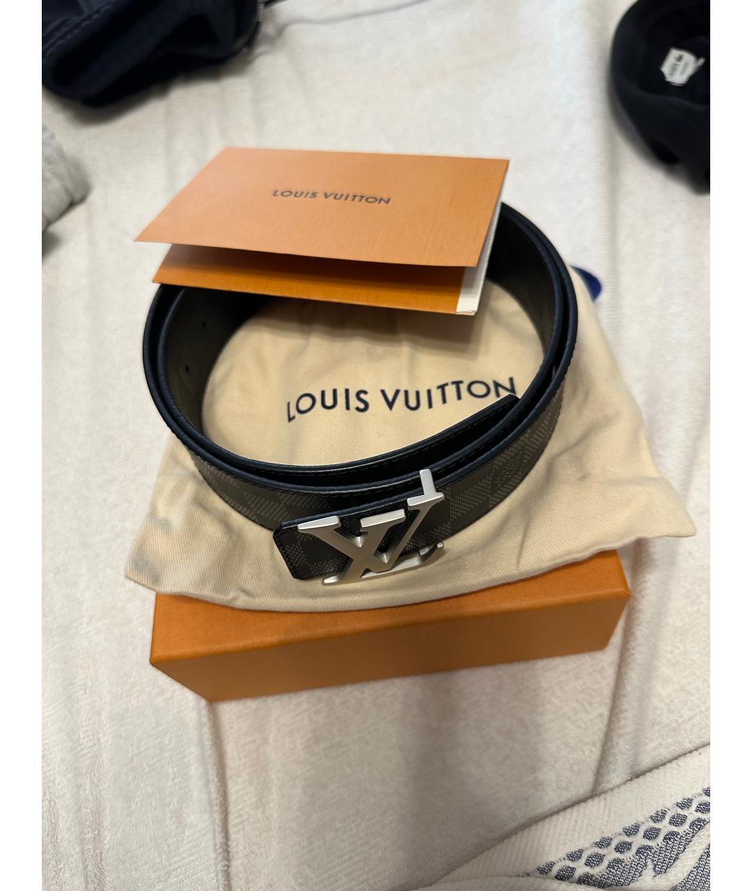LOUIS VUITTON Темно-синий кожаный ремень, фото 2