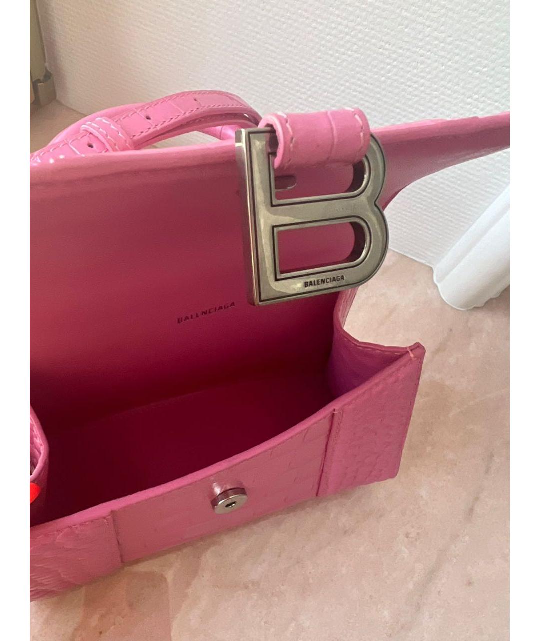 BALENCIAGA Розовая сумка с короткими ручками из лакированной кожи, фото 2