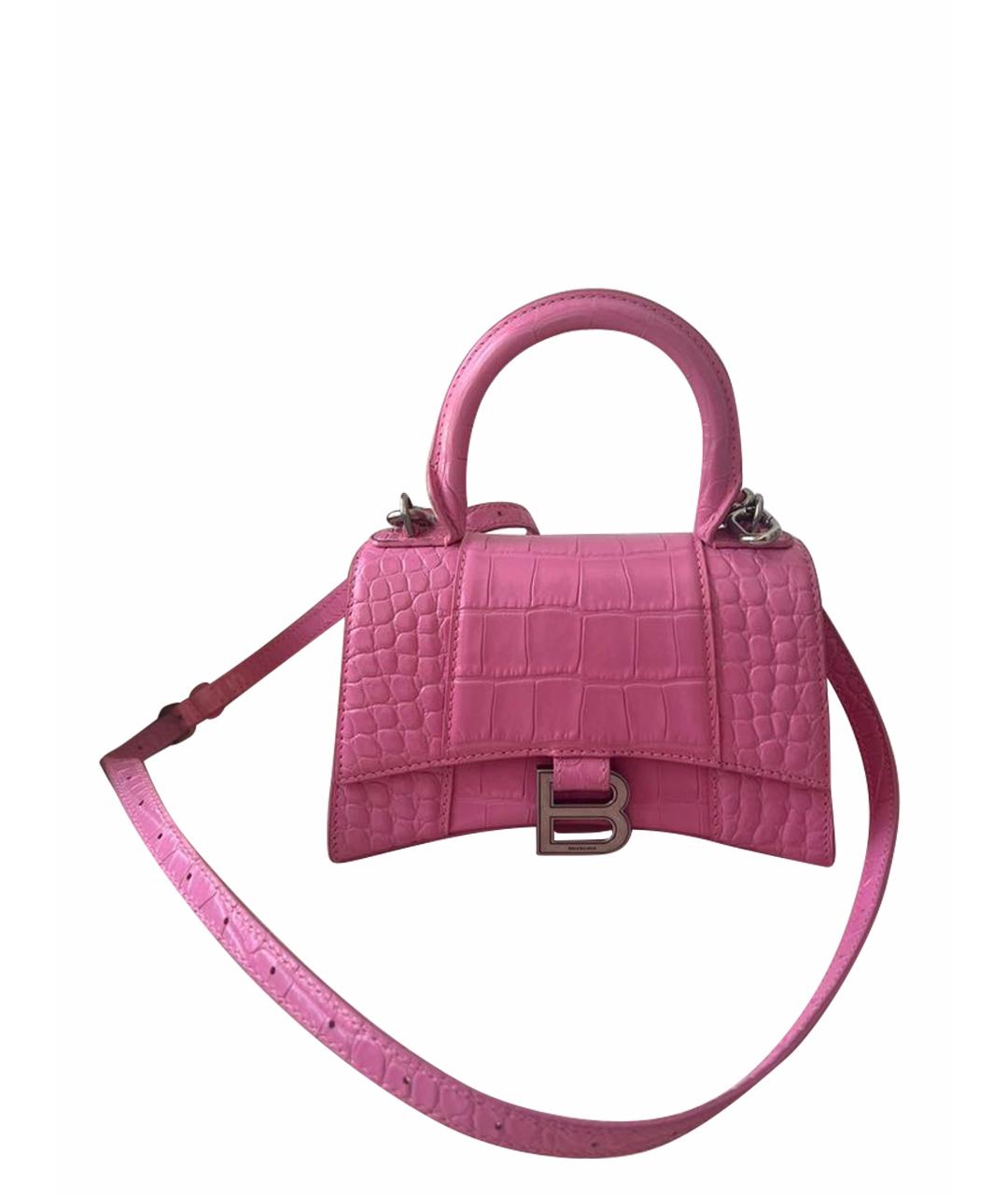 BALENCIAGA Розовая сумка с короткими ручками из лакированной кожи, фото 1