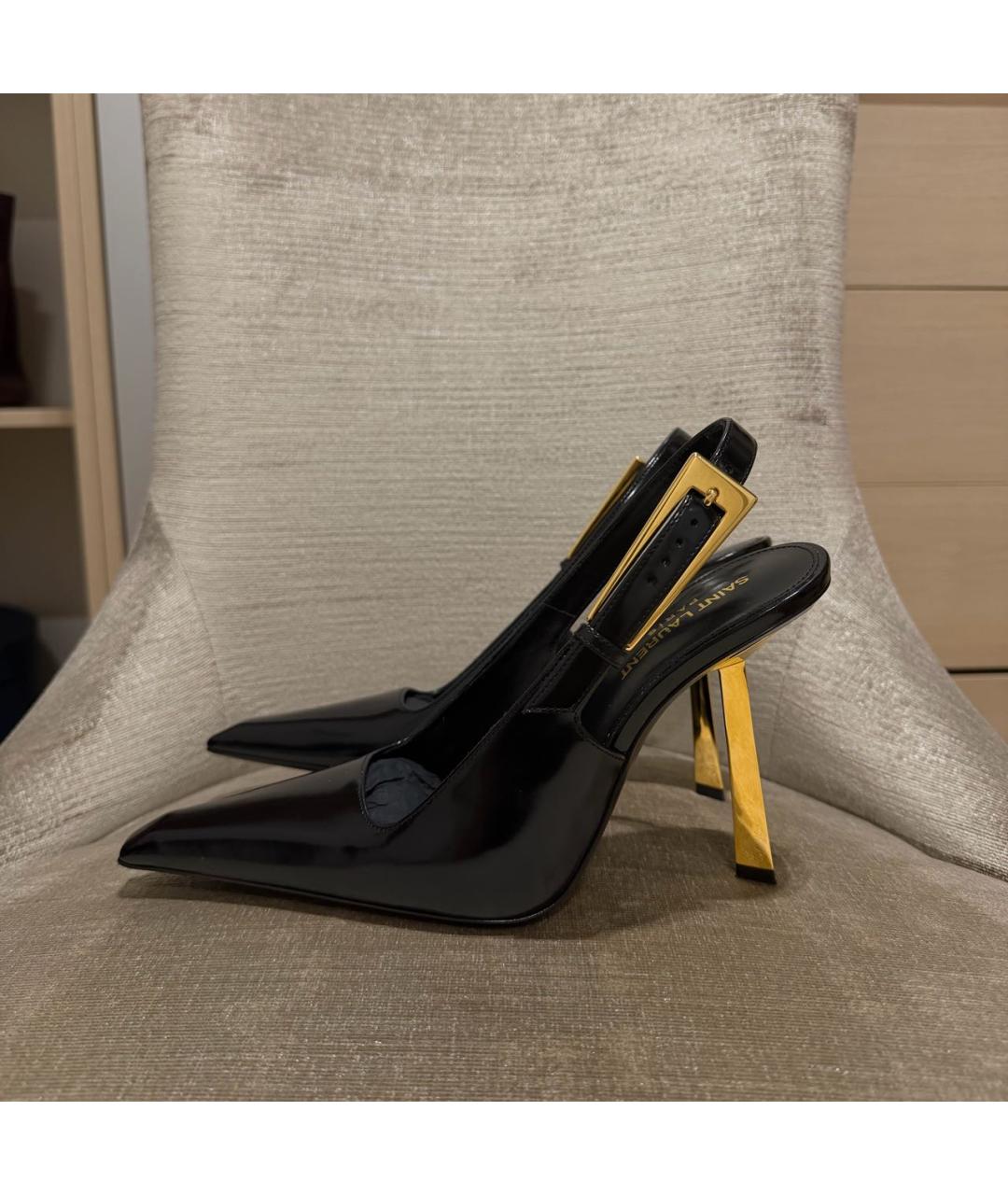 SAINT LAURENT Черные туфли из лакированной кожи, фото 9