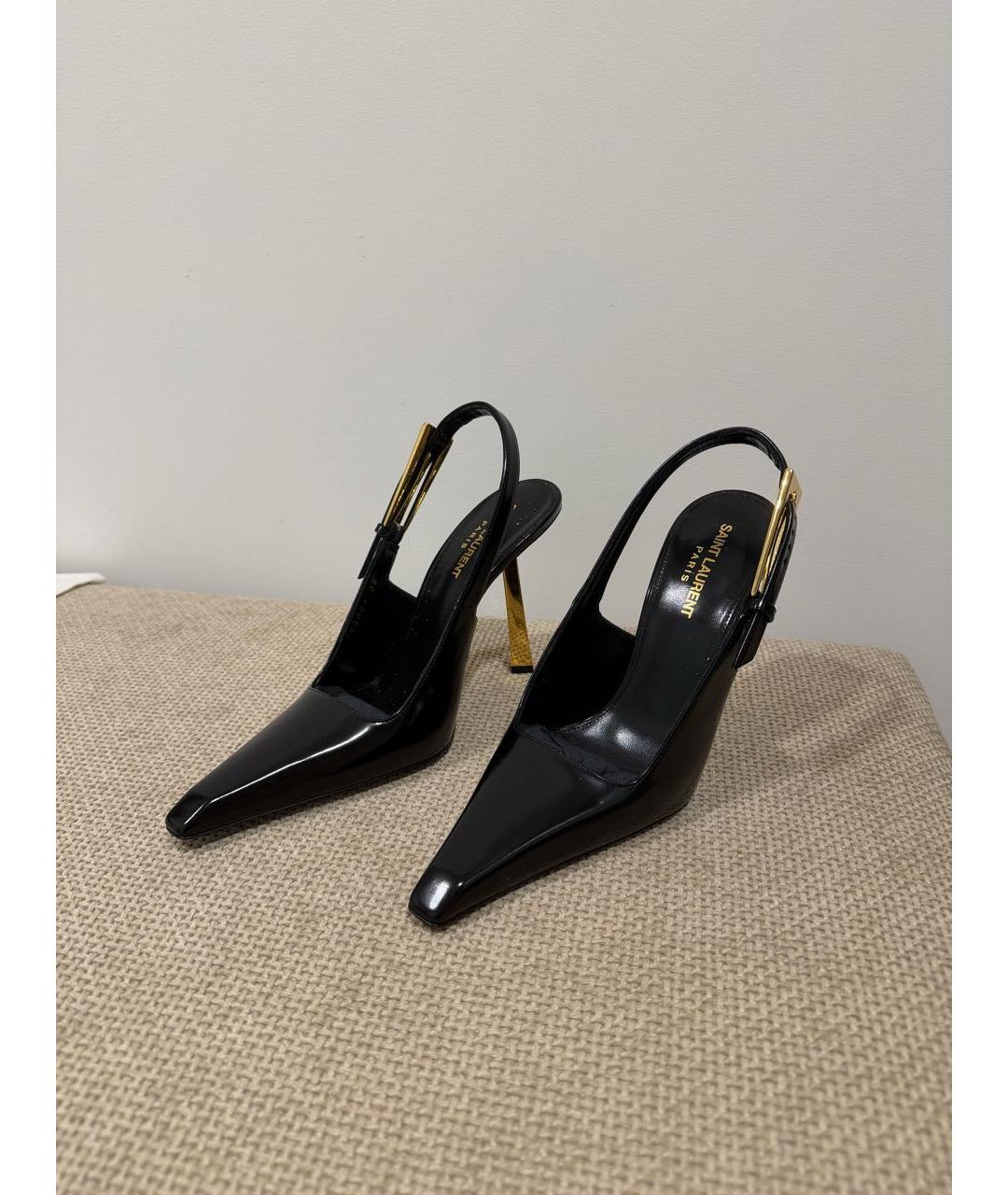SAINT LAURENT Черные туфли из лакированной кожи, фото 2