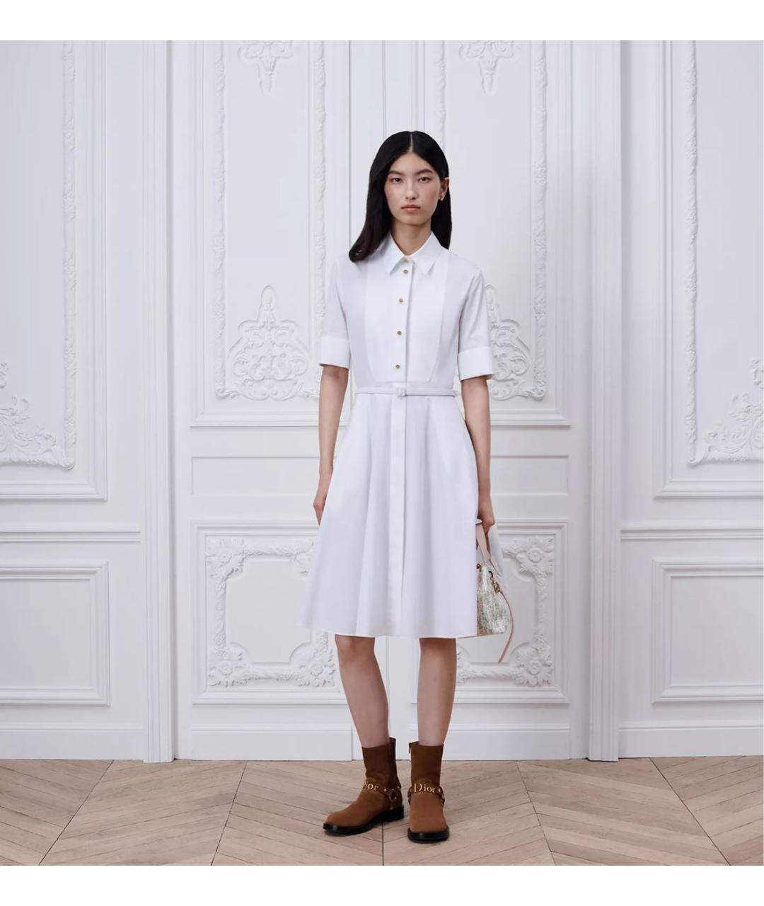 CHRISTIAN DIOR Белое хлопковое повседневное платье, фото 2