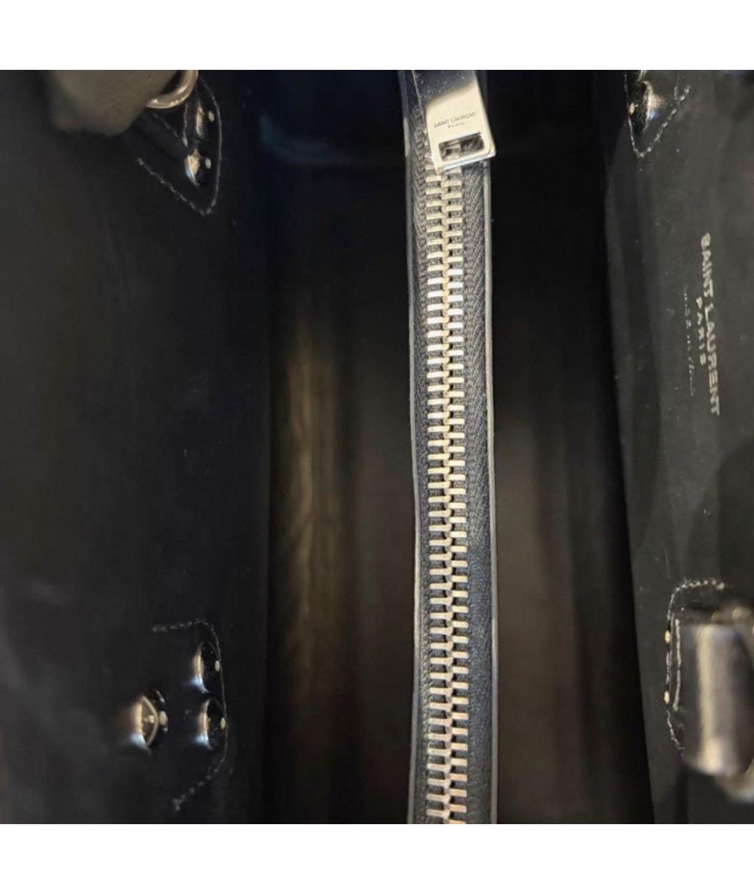 SAINT LAURENT Черная кожаная сумка тоут, фото 7