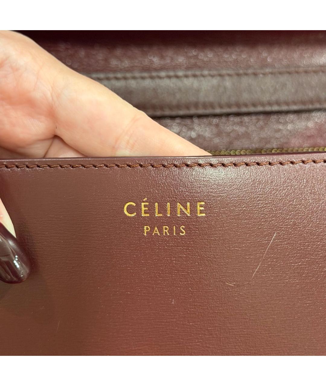 CELINE Бордовая кожаная сумка через плечо, фото 7