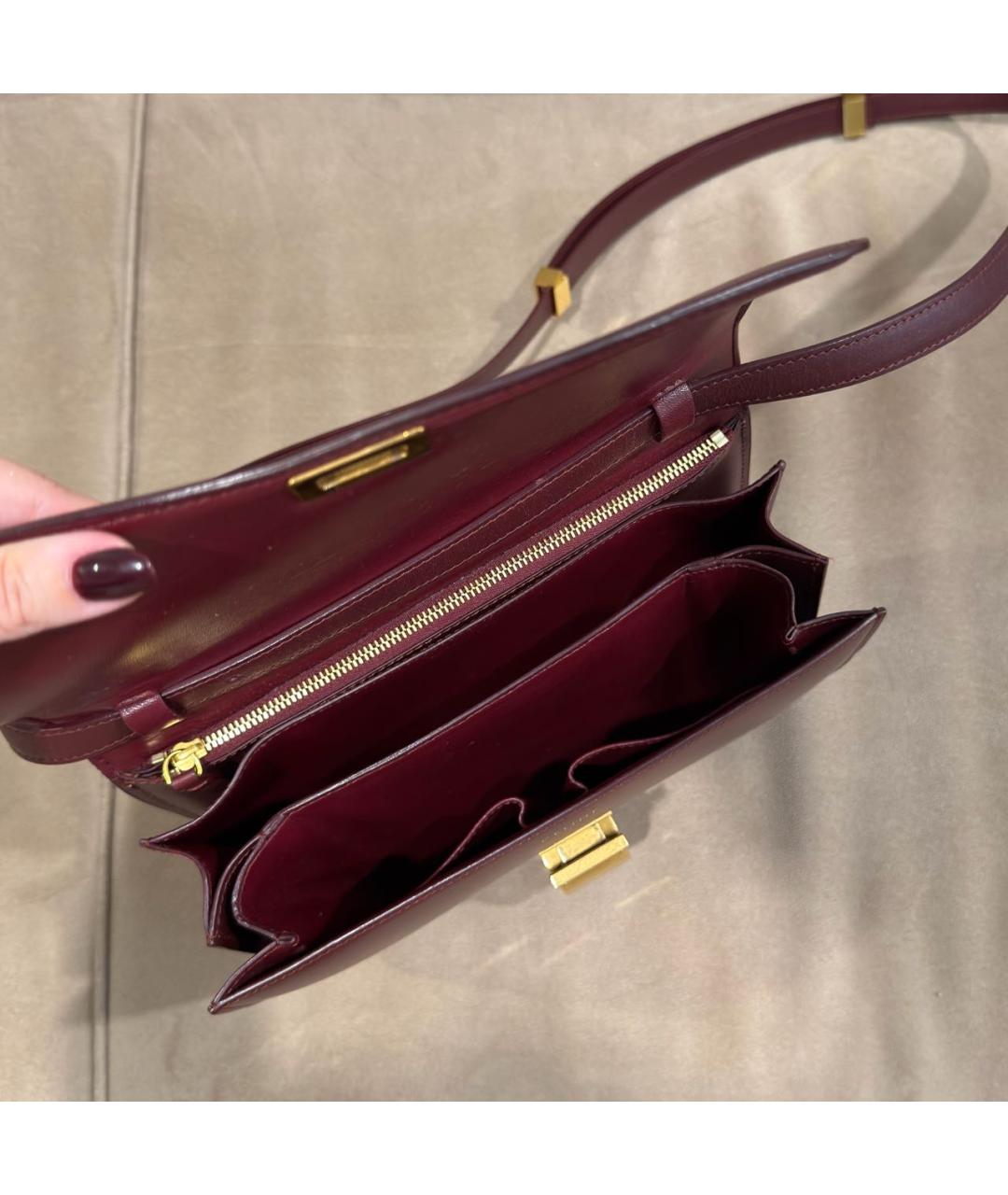 CELINE Бордовая кожаная сумка через плечо, фото 4