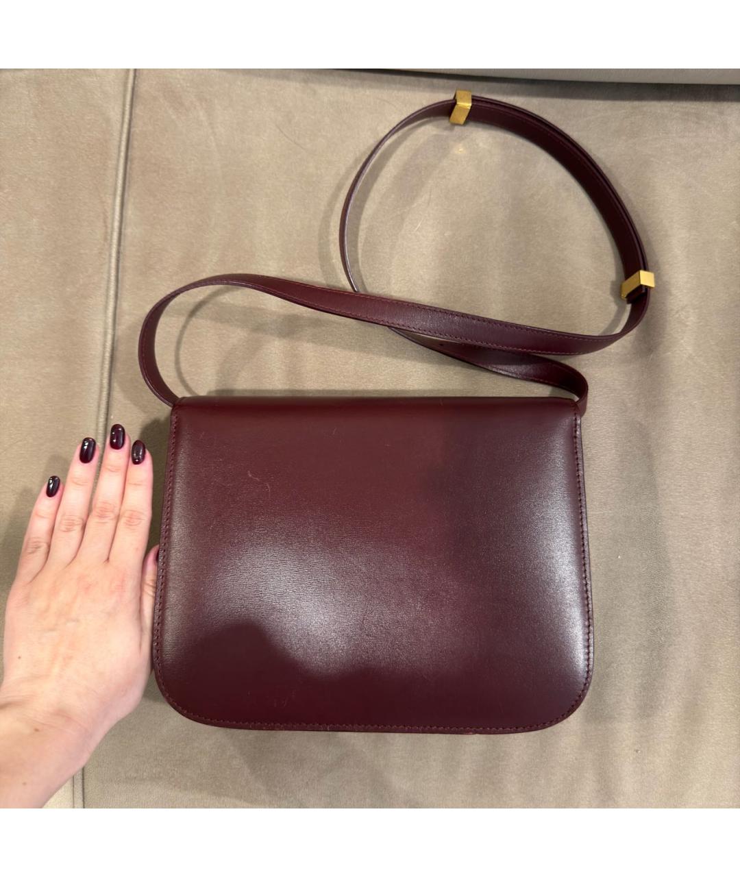 CELINE Бордовая кожаная сумка через плечо, фото 3