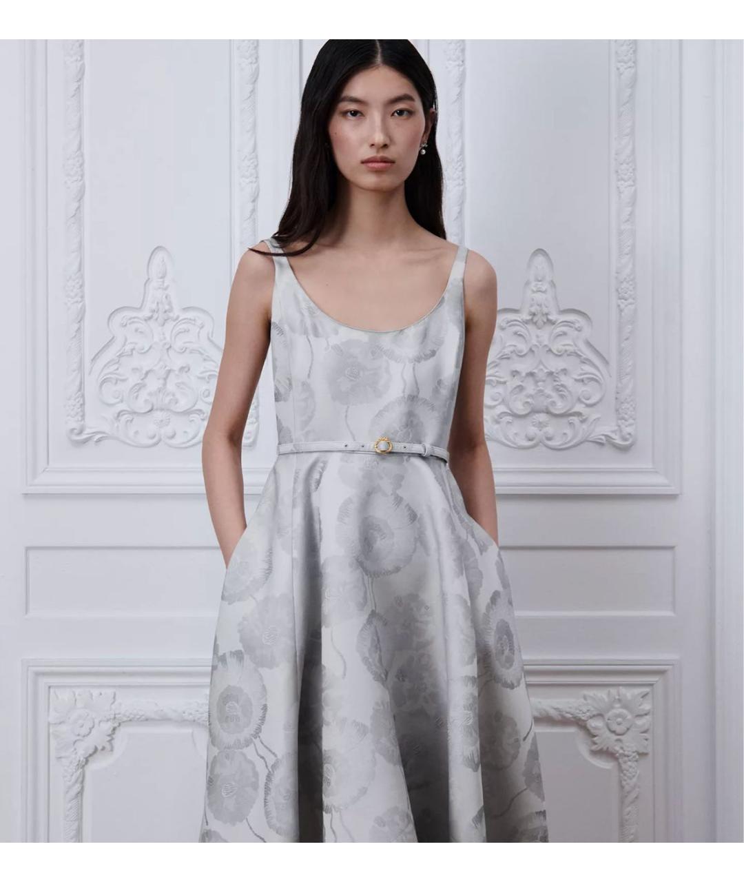 CHRISTIAN DIOR Серое шелковое повседневное платье, фото 3