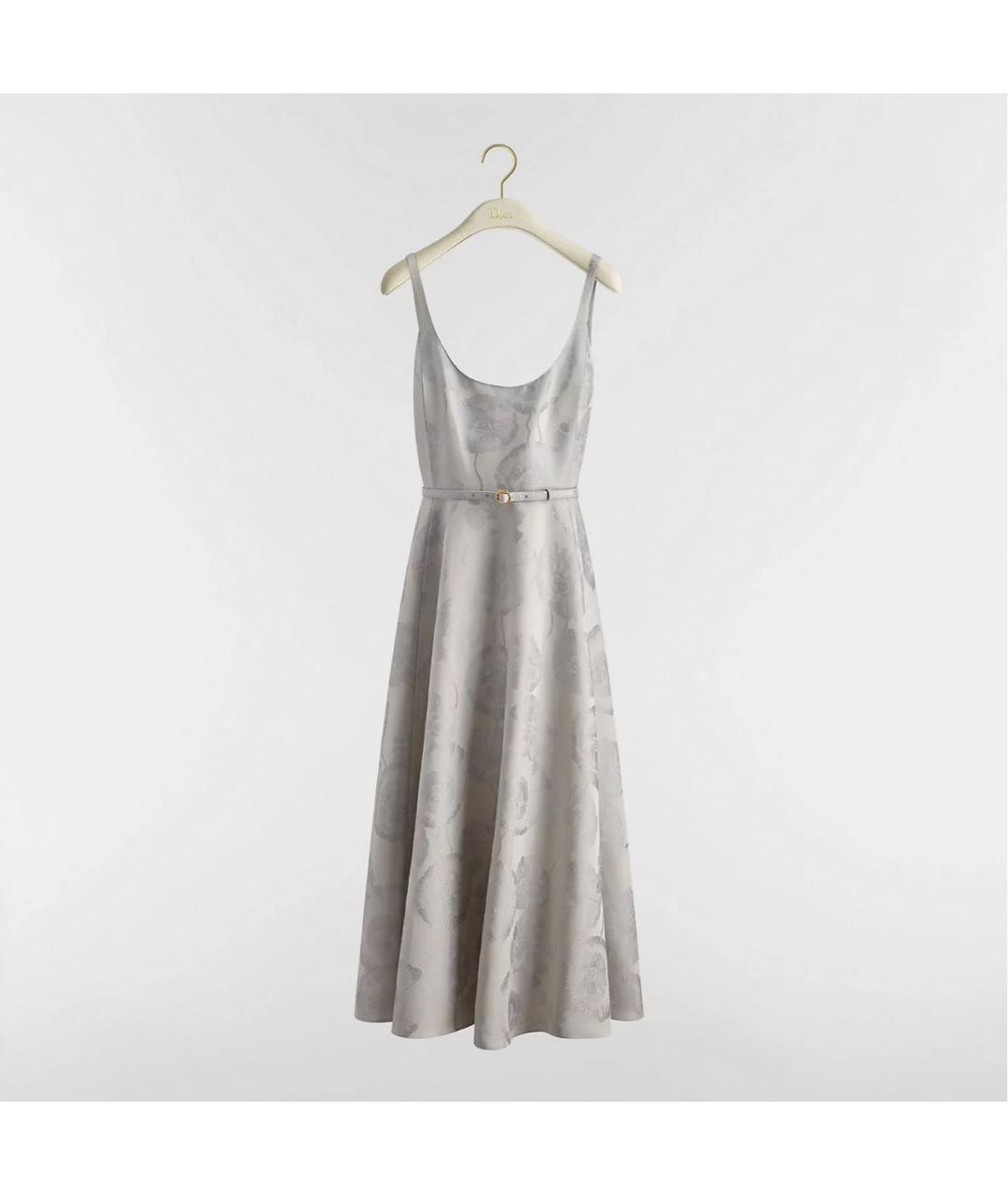 CHRISTIAN DIOR Серое шелковое повседневное платье, фото 6