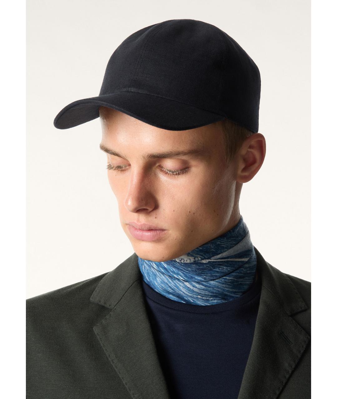 LORO PIANA Темно-синяя льняная кепка/бейсболка, фото 3