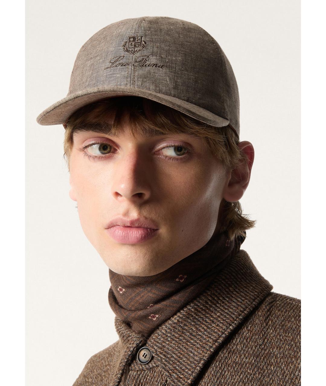 LORO PIANA Коричневая льняная кепка/бейсболка, фото 3