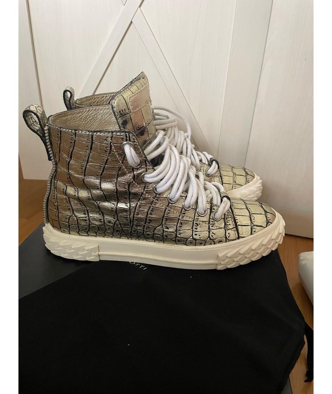 GIUSEPPE ZANOTTI DESIGN Хаки кожаные кеды, фото 6