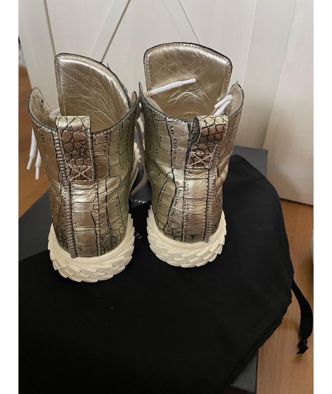 GIUSEPPE ZANOTTI DESIGN Хаки кожаные кеды, фото 4