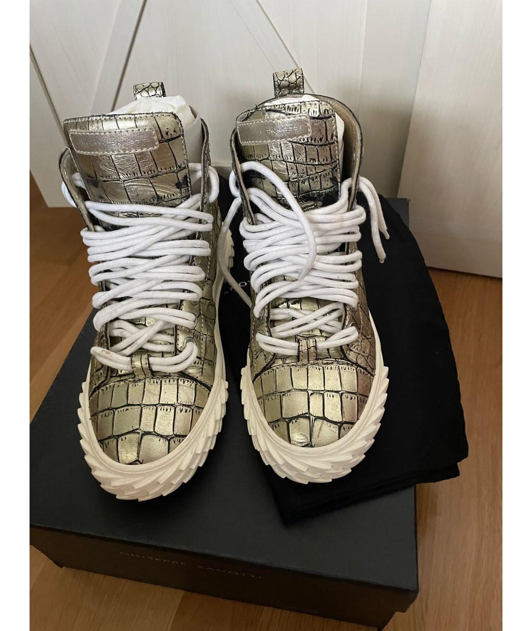 GIUSEPPE ZANOTTI DESIGN Хаки кожаные кеды, фото 2