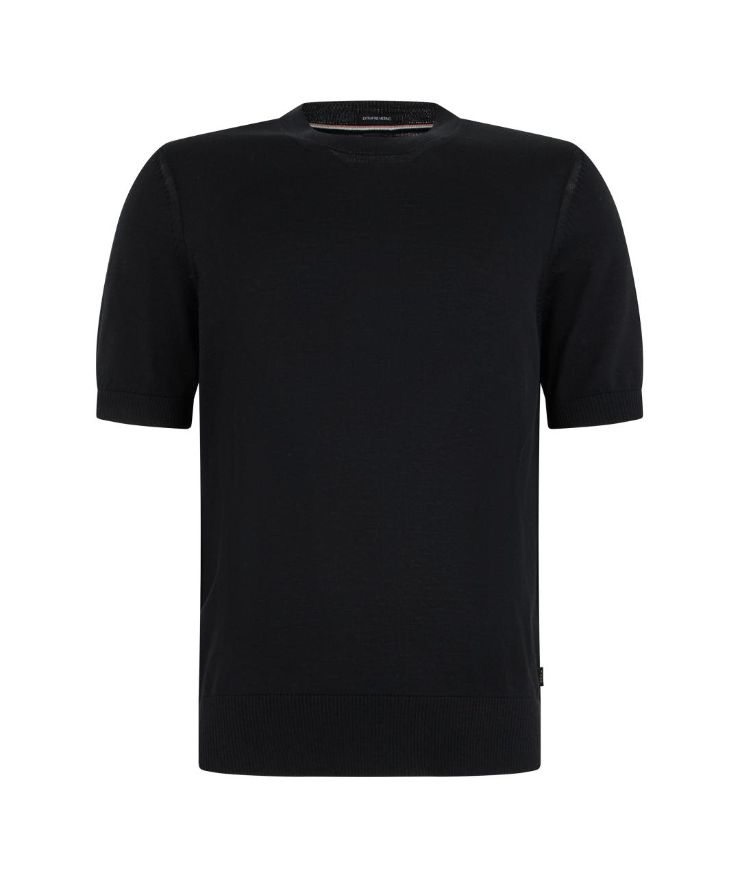 HUGO BOSS Черная хлопко-шерстяная футболка, фото 1