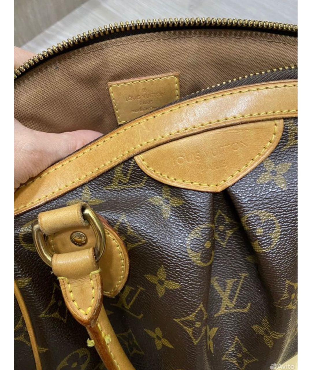 LOUIS VUITTON Коричневая кожаная сумка с короткими ручками, фото 3