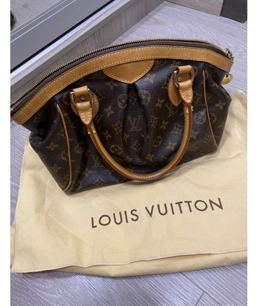 LOUIS VUITTON Коричневая кожаная сумка с короткими ручками, фото 4