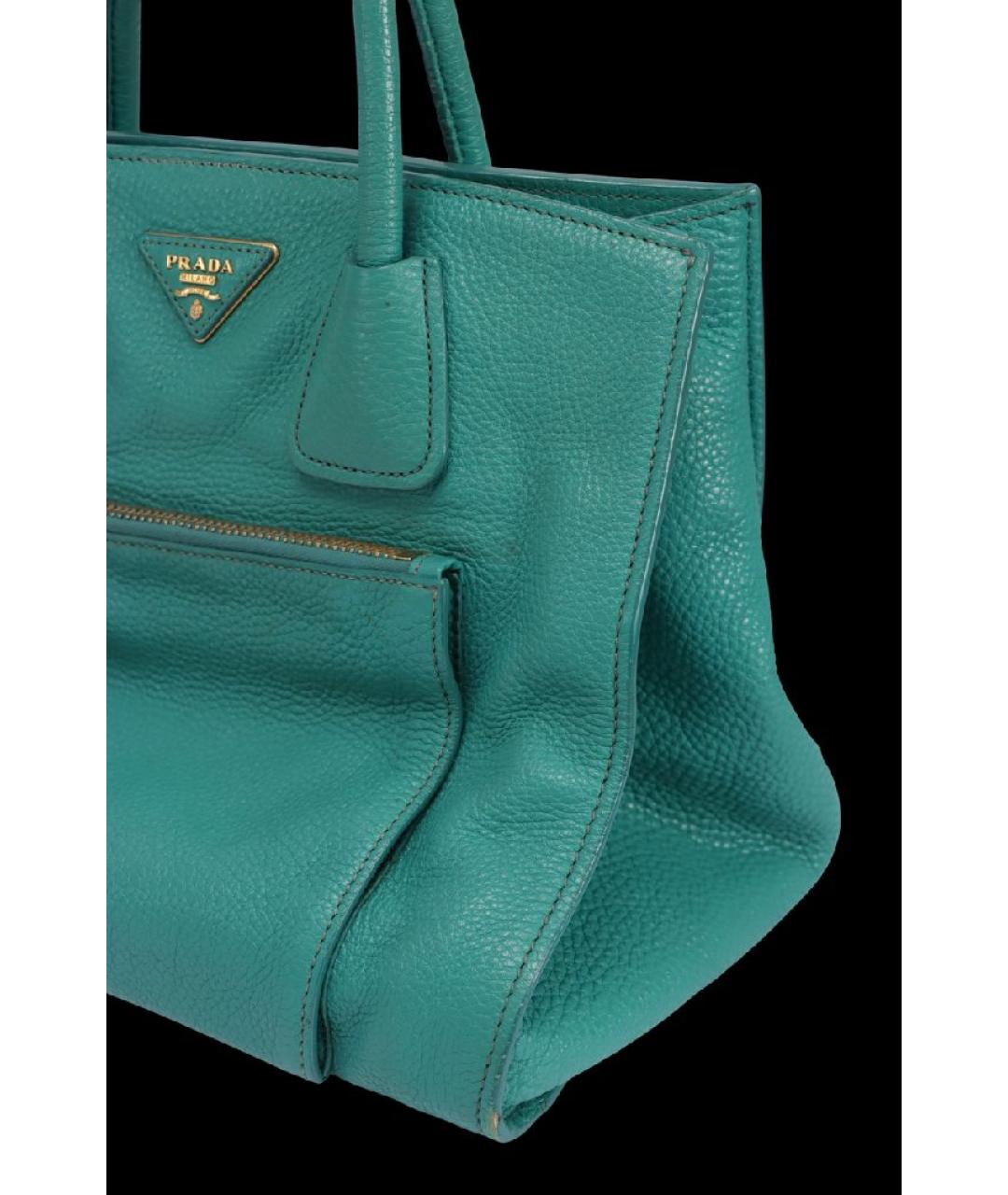 PRADA Зеленая кожаная сумка тоут, фото 7