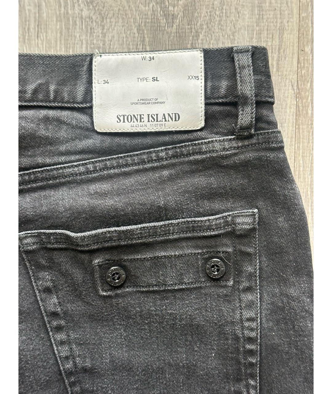 STONE ISLAND Черные хлопковые прямые джинсы, фото 3