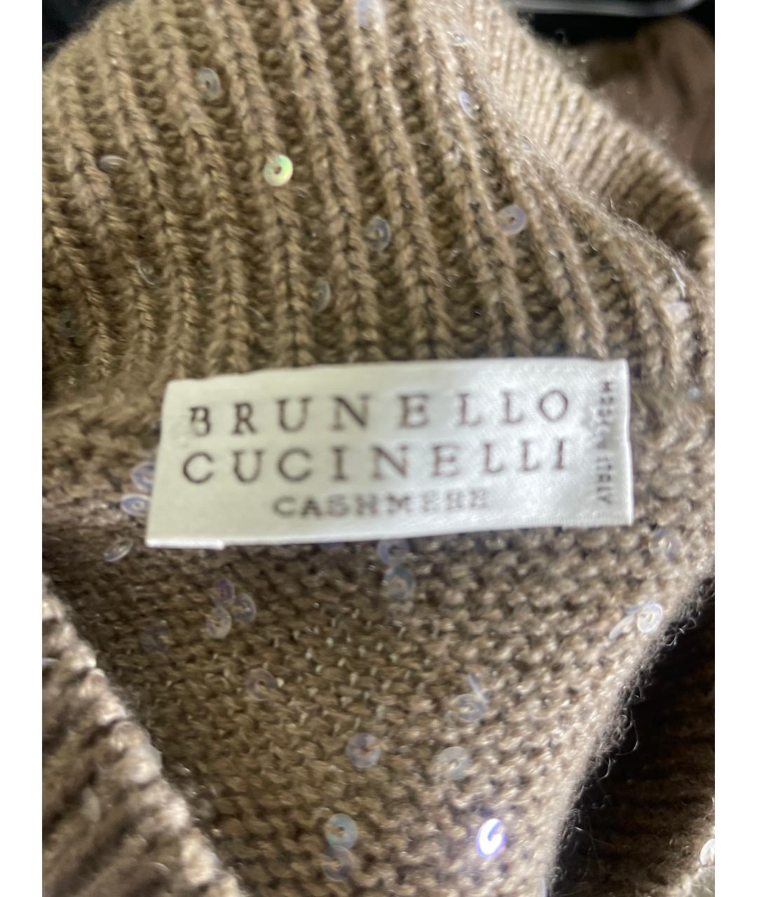 BRUNELLO CUCINELLI Бежевое кашемировое повседневное платье, фото 3