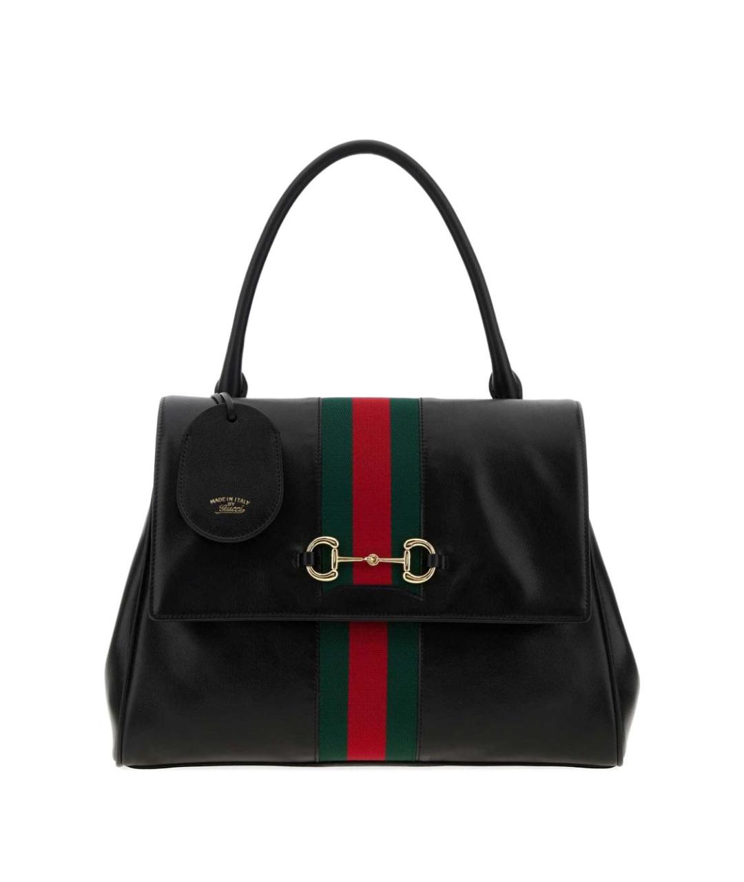 GUCCI Черная кожаная сумка тоут, фото 1