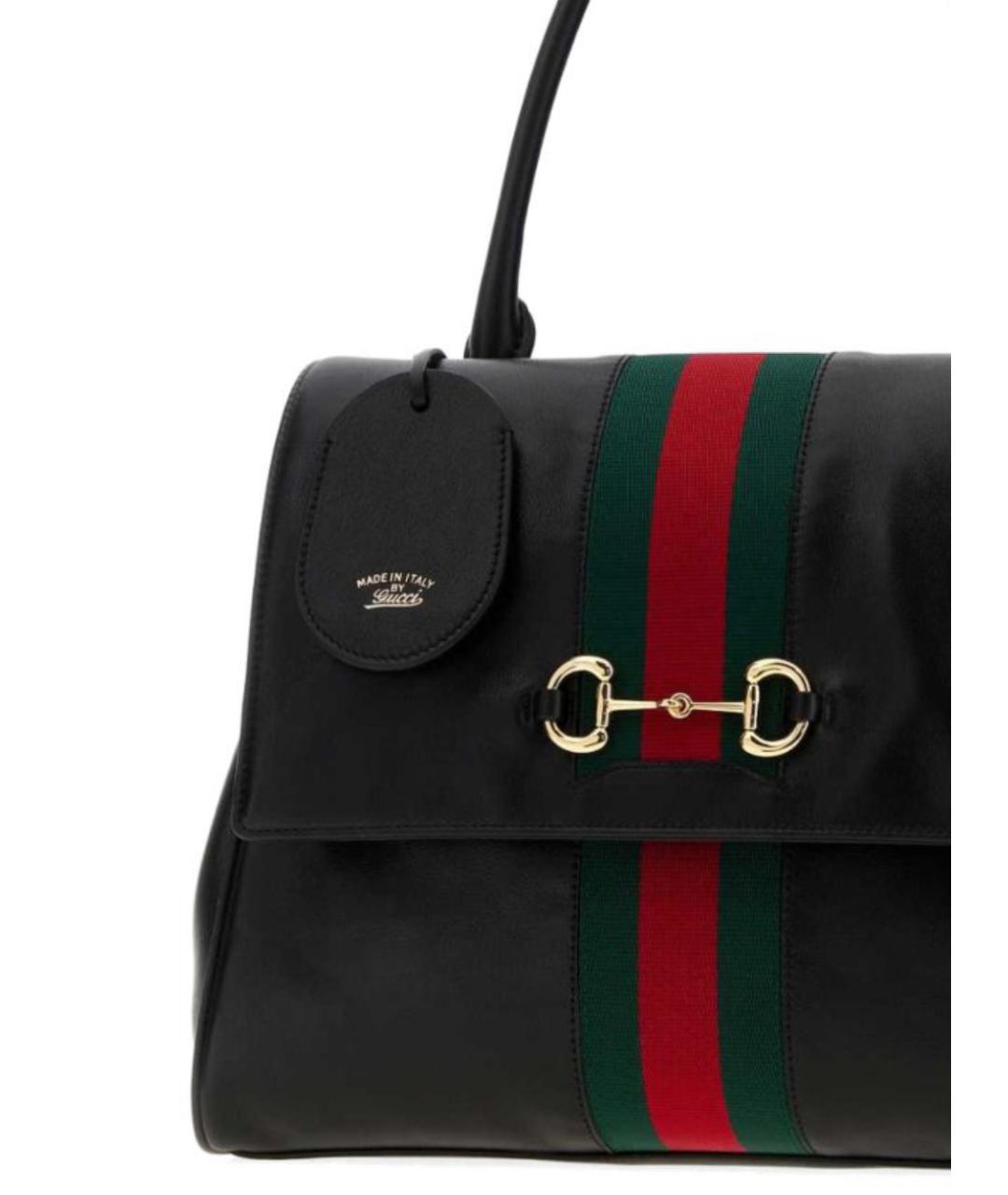 GUCCI Черная кожаная сумка тоут, фото 4