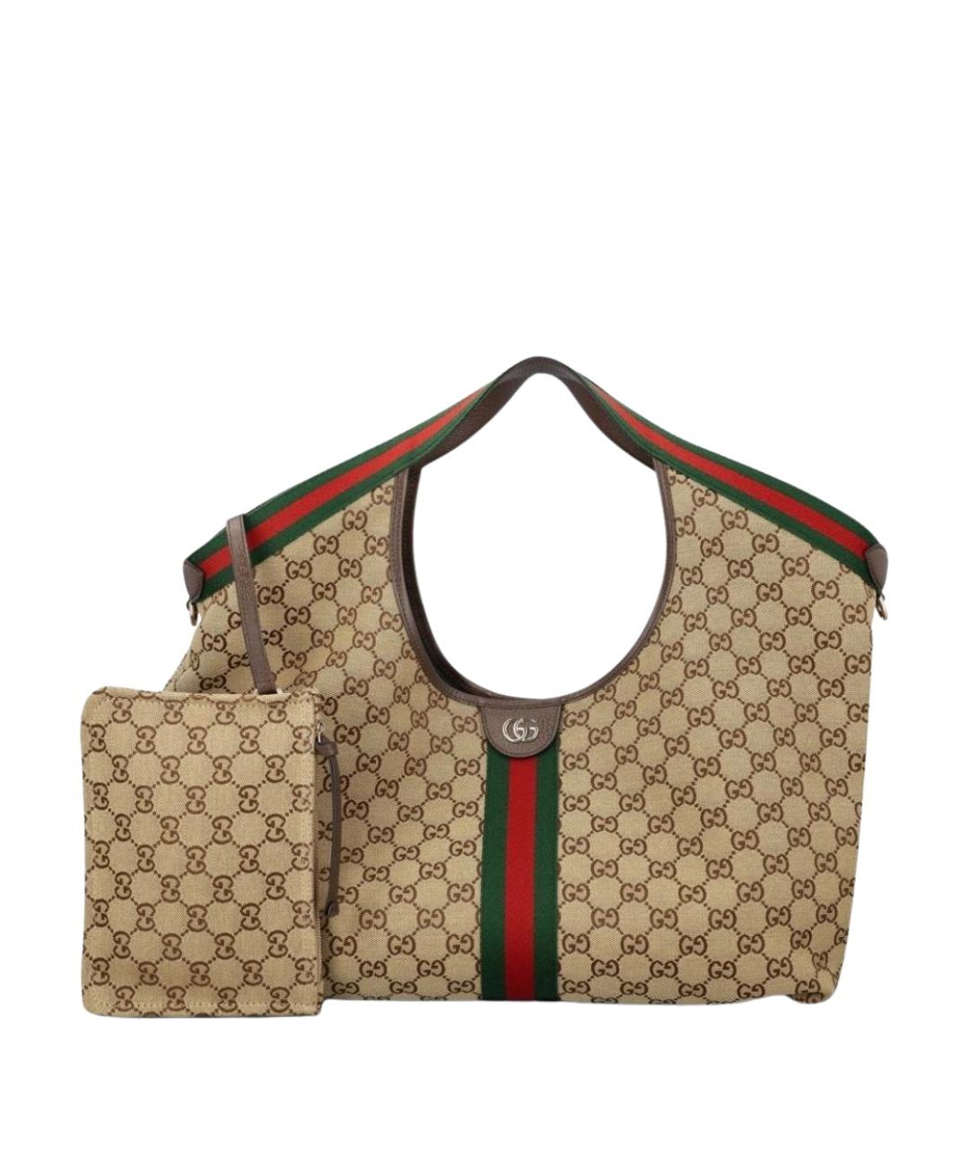 GUCCI Бежевая сумка тоут из канвы, фото 1