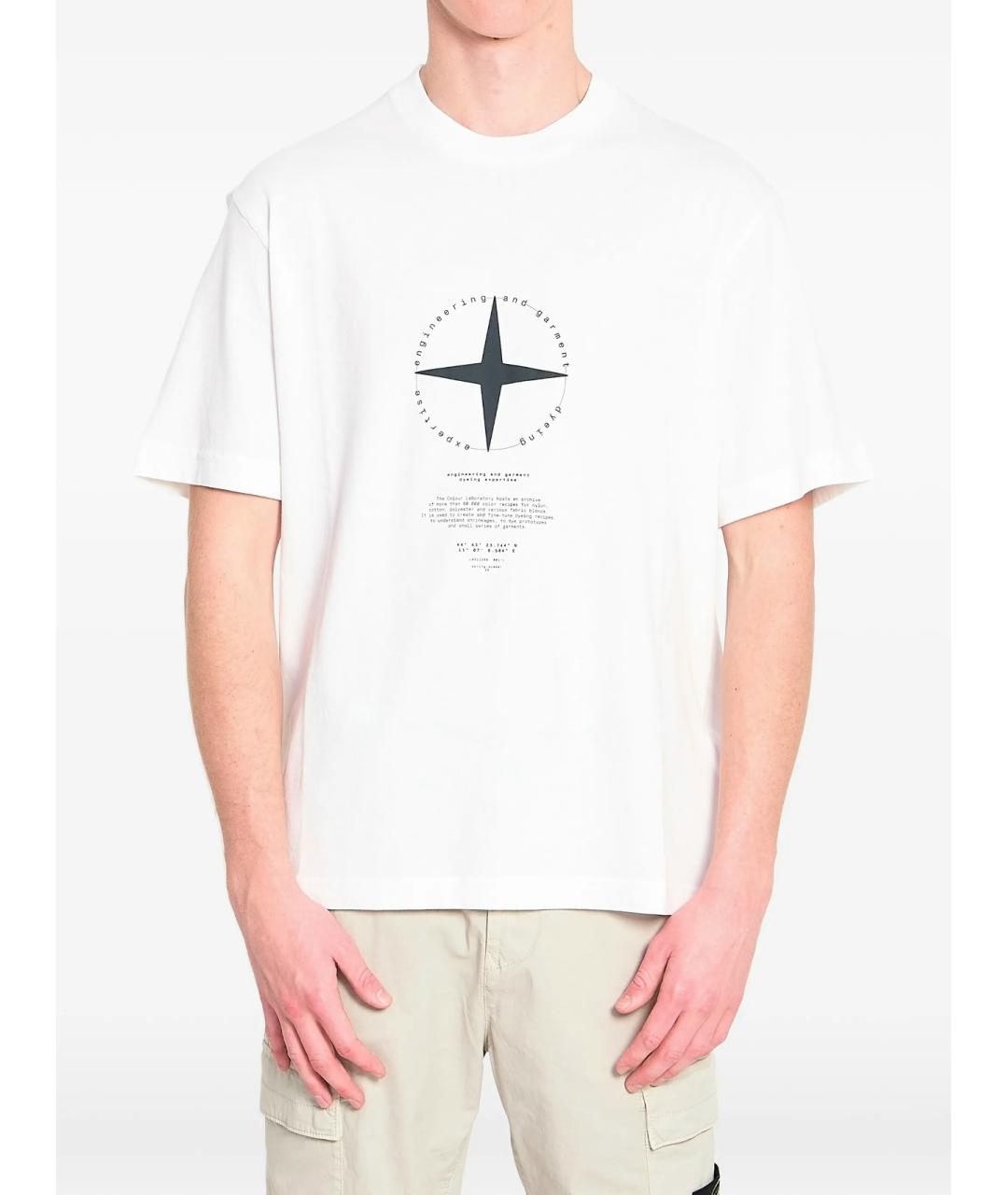 STONE ISLAND Белая хлопковая футболка, фото 3
