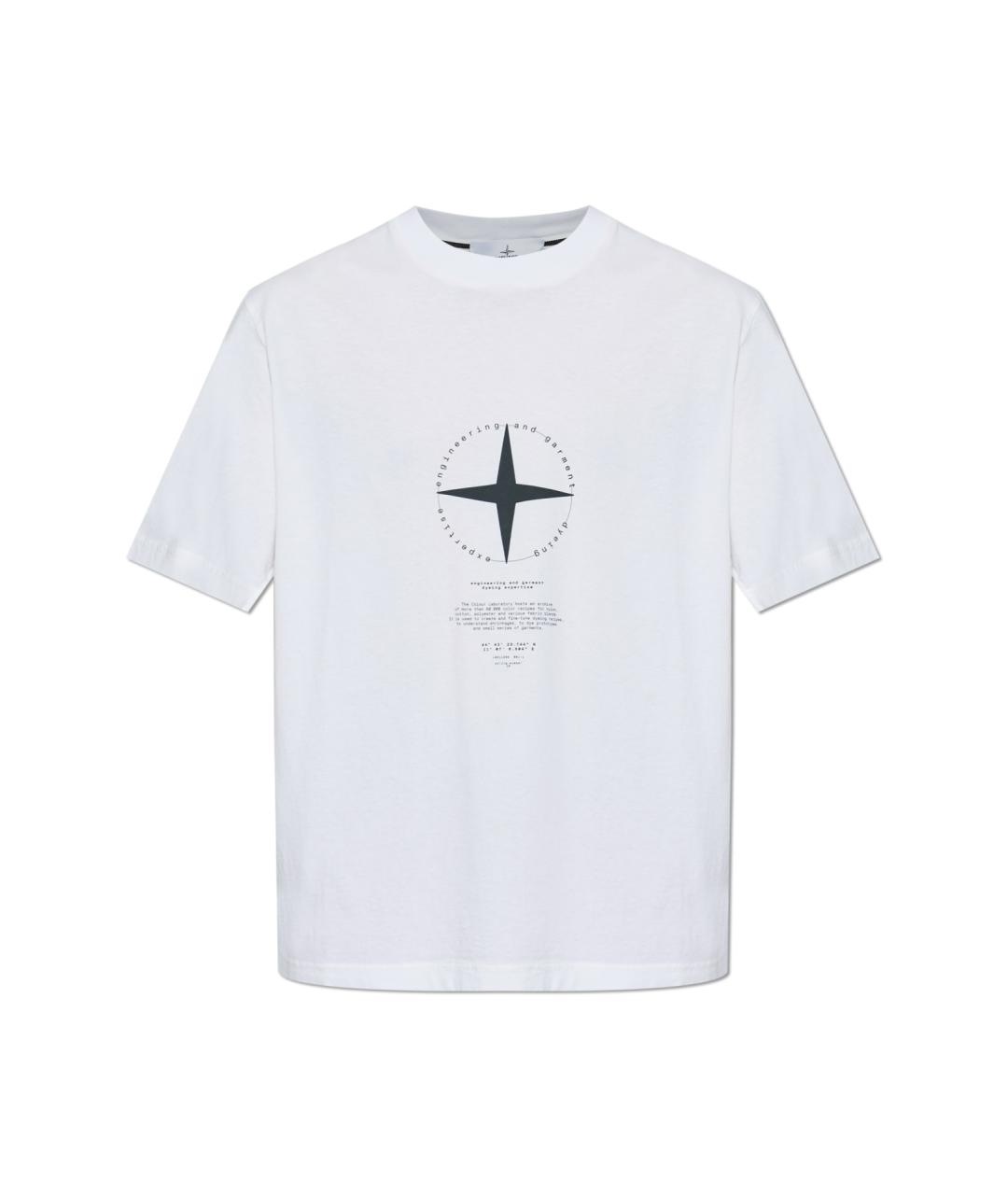 STONE ISLAND Белая хлопковая футболка, фото 8