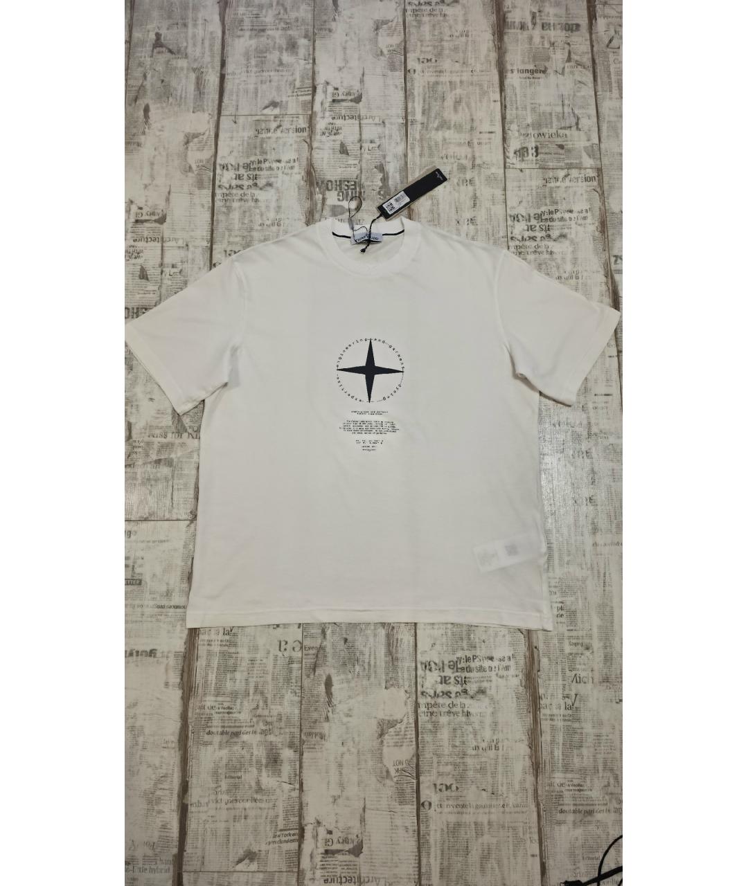 STONE ISLAND Белая хлопковая футболка, фото 4