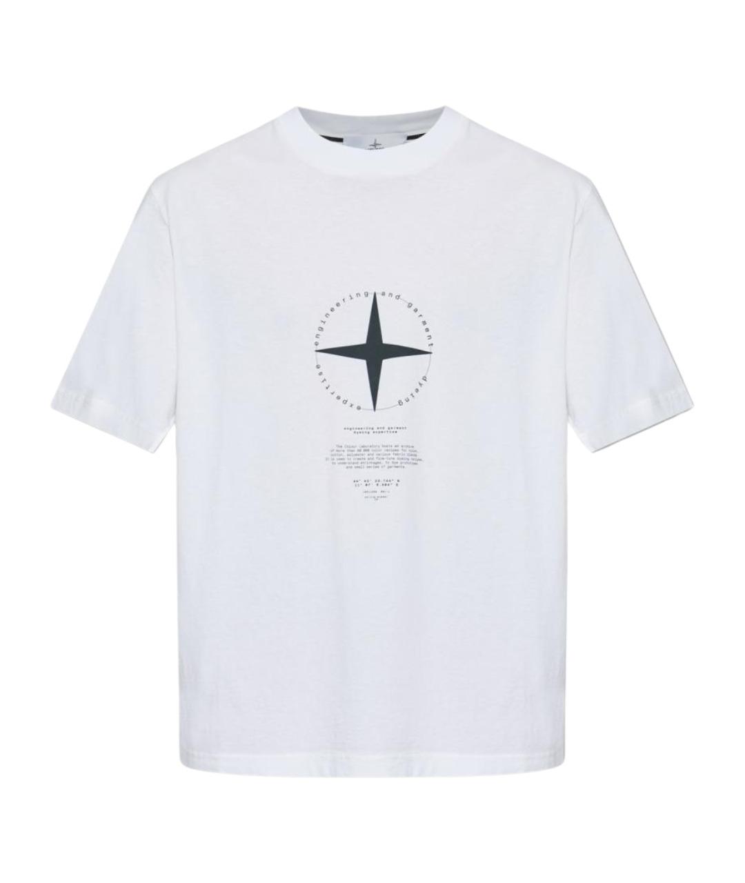 STONE ISLAND Белая хлопковая футболка, фото 1